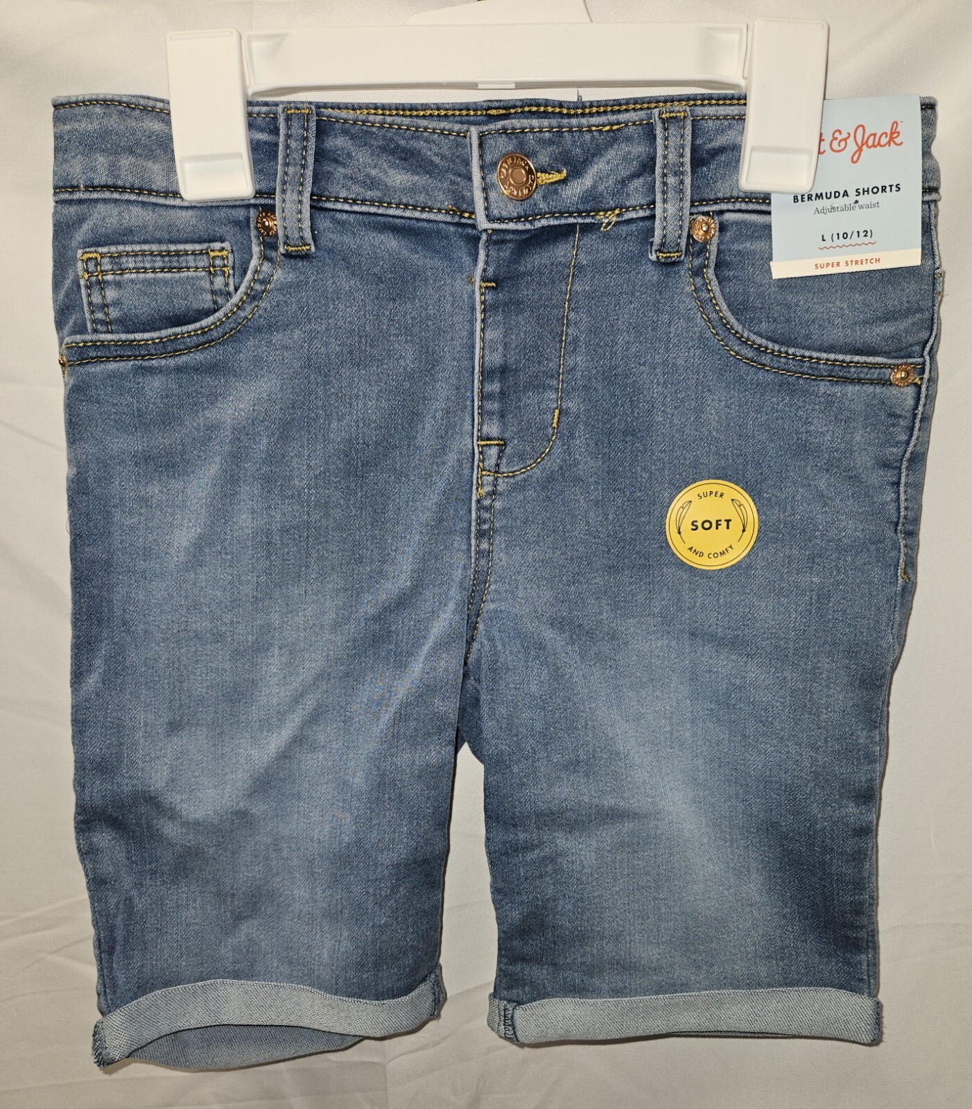 Cat And Jack Girls Bermuda Shorts Large 10/12 Adjustable Waist, Super Stretch