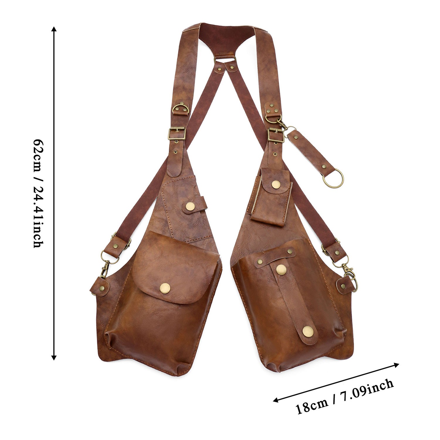 Adjustable Strap PU Leather Hidden Holster Vest Bag Double Shoulder Armpit Bag