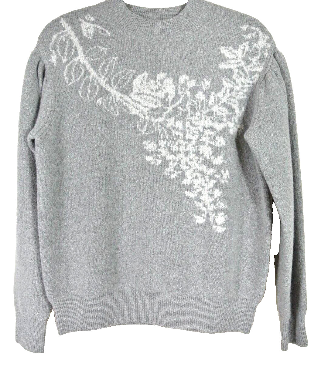 NEW Rebecca Taylor Jacquard Floral Pullover in Gray – Size L #S4347