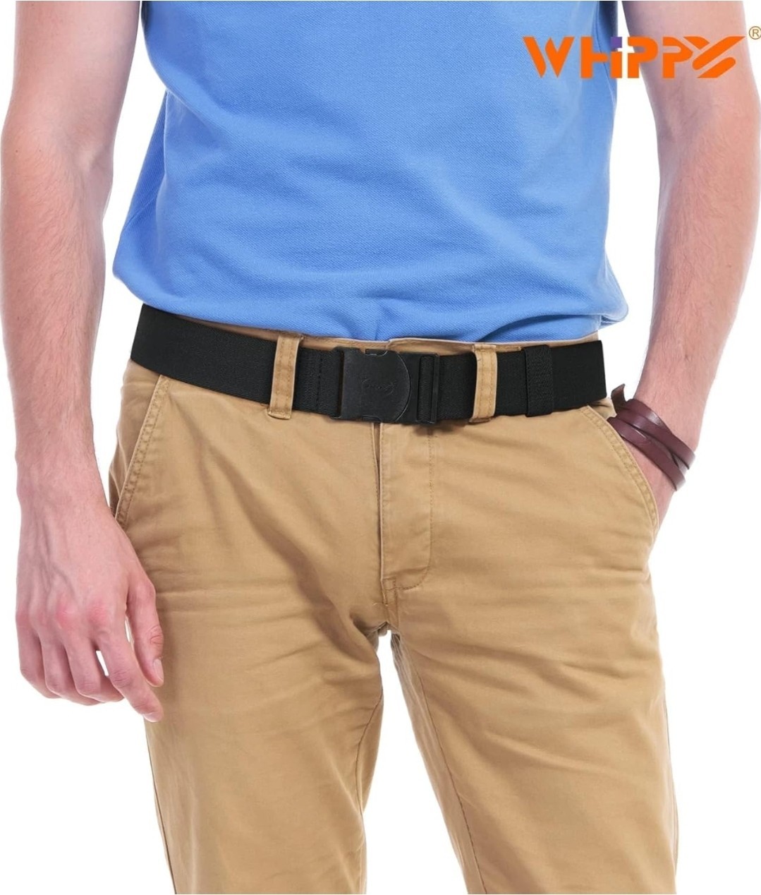 Men Women Elastic Stretch Adjustable up to 55″ Waist 1.5″ Wide Polyester Black