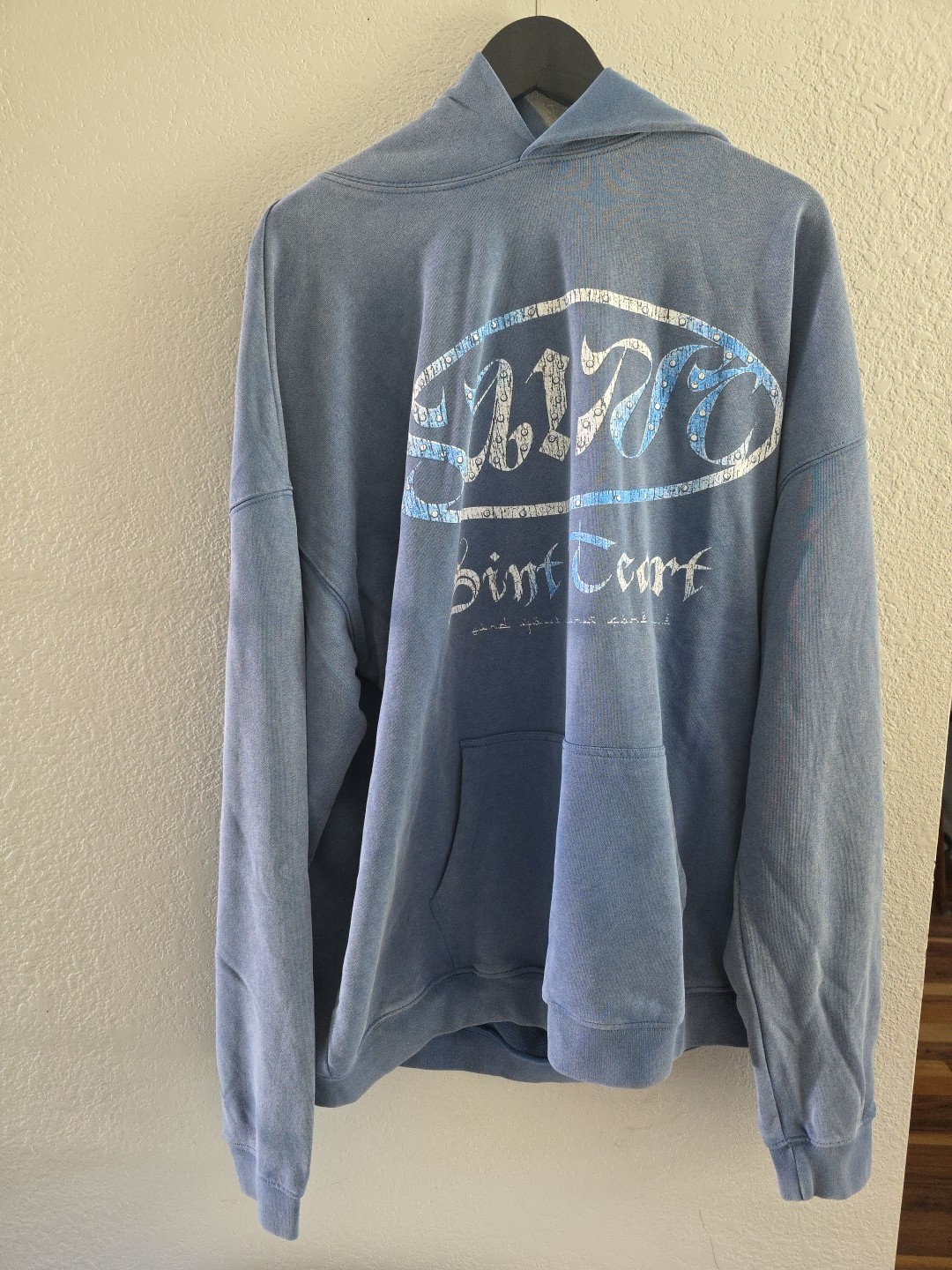 Saint Tears Chainsaw man over sized hoodie XL stone washed blue