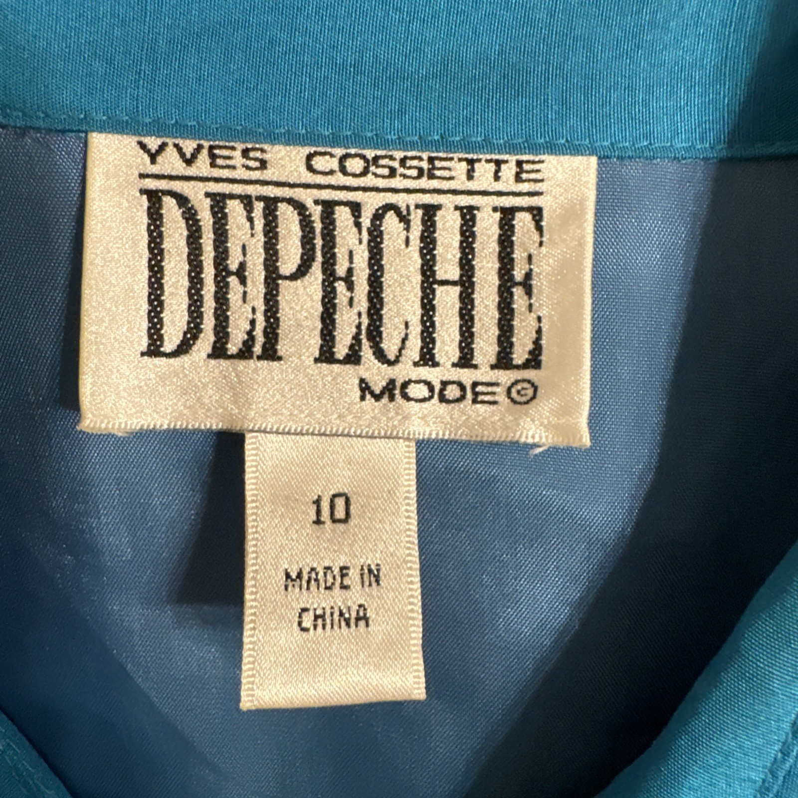 Yves Cossette Depeche Mode Womens Blouse Wrap Around Sleeveless Silk SZ 10 blue