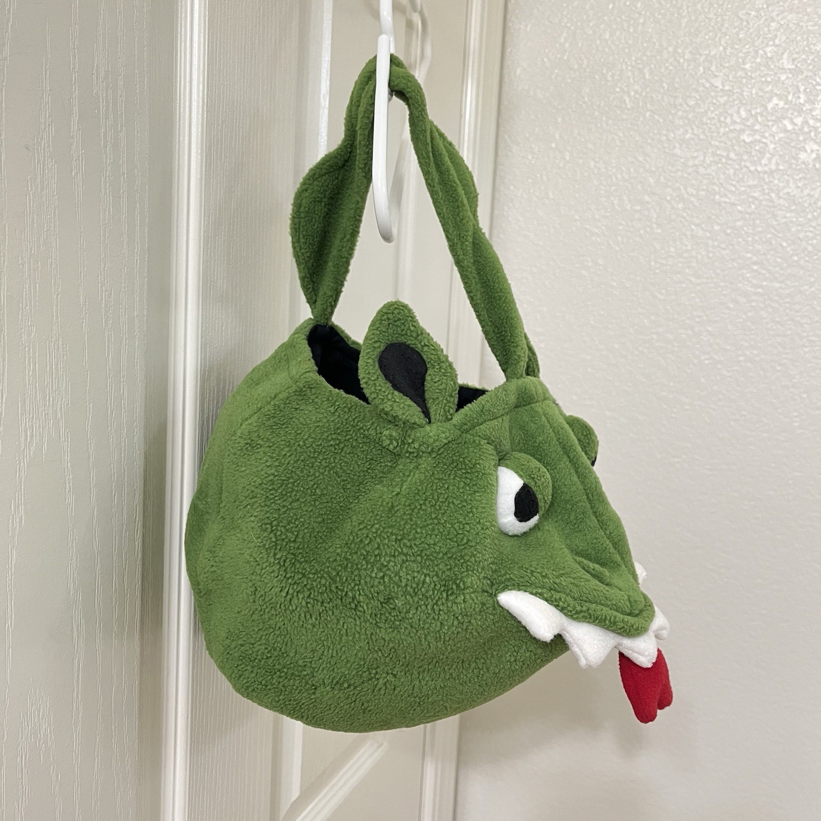Pottery Barn Kids Green Dragon Puffy Halloween Trick or Treat Bag Fleece Plush