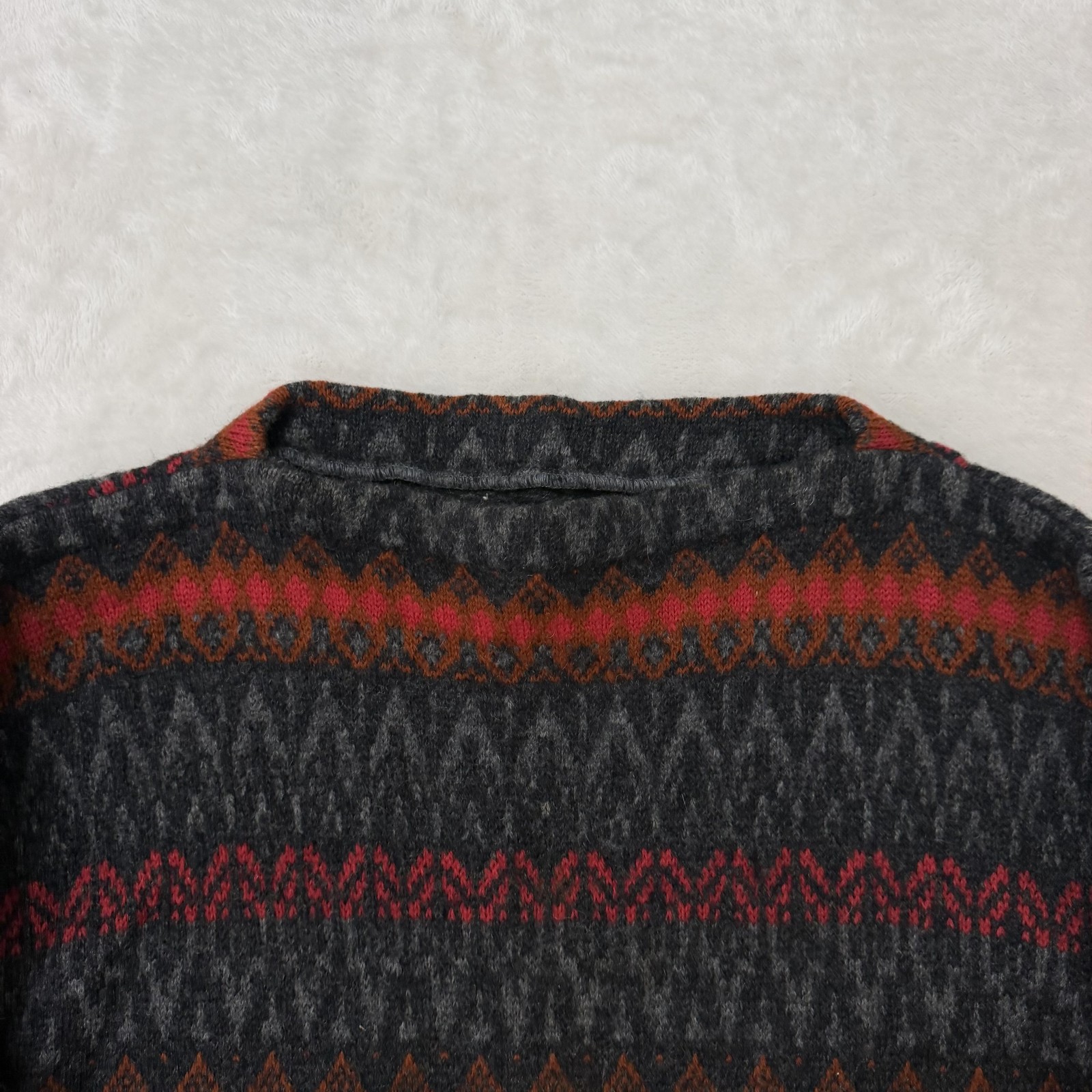 Vintage Jersey Modeller Sweater Womens Large Gray Wool Fair Isle Sweden