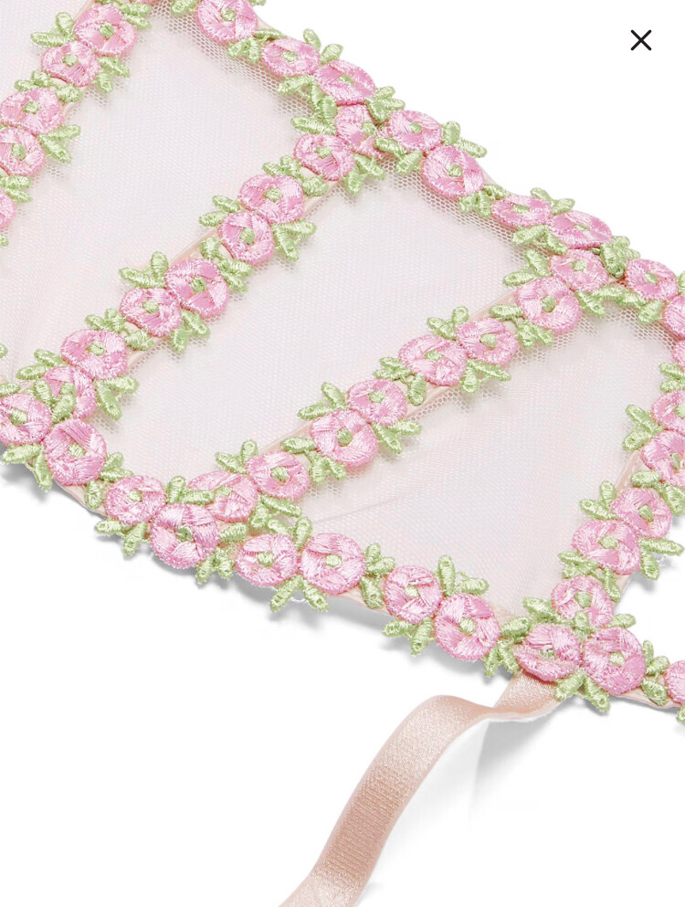 VICTORIAS SECRET DREAM ANGELS ROSEBUD EMBROIDERED GARTER BELT PINK FIZZ XS/S M/L