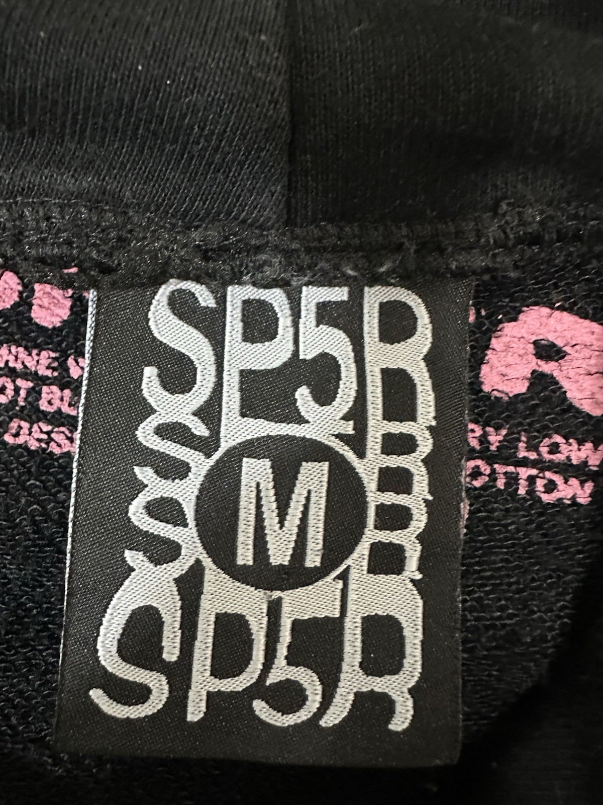 SP5DER Adult Medium Black Nevermind The Spider P*nk Hoodie Hooded Sweatshirt