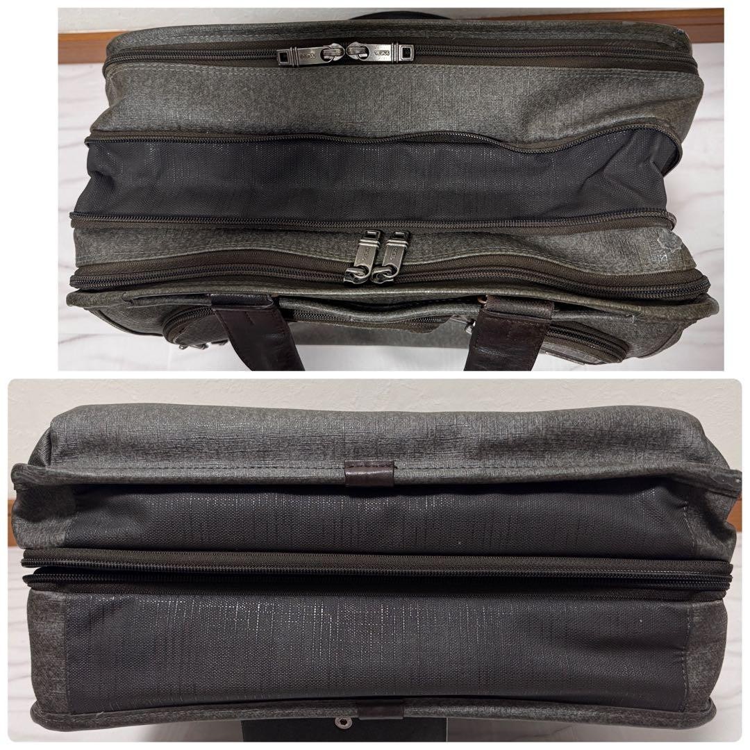 TUMI 26141EG2 Alpha 2 Expandable 2Way Briefcase Gray Brown Business Bag Shoulder