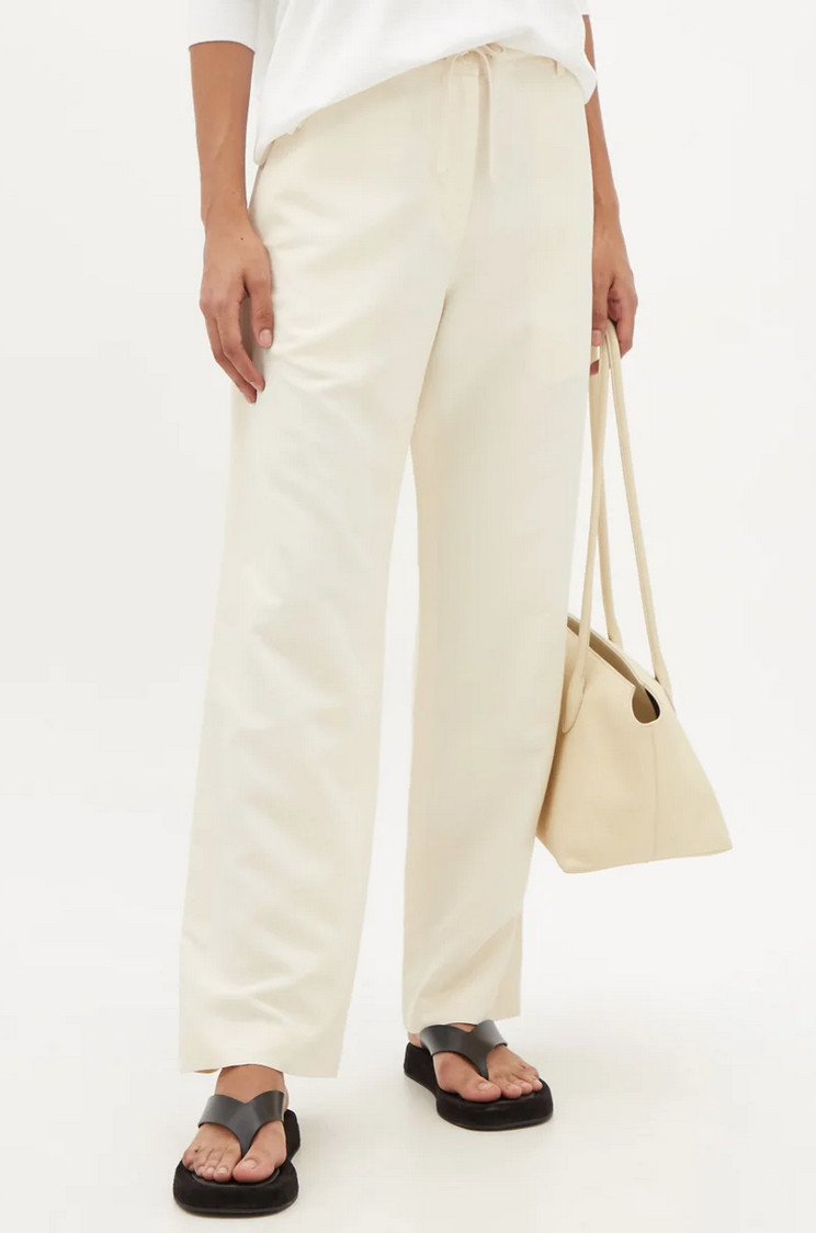 New $1290 The Row Dandy Silk & Linen-Blend Wide Leg Pants in Ivory sz 2/XS