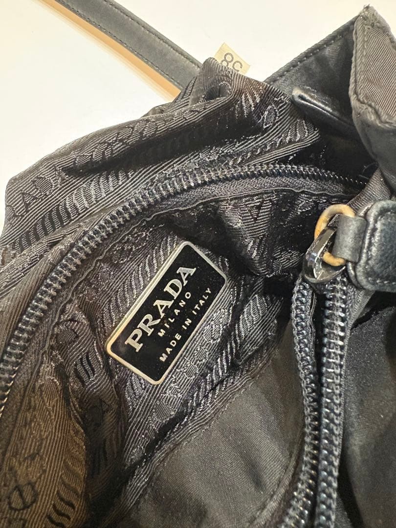 PRADA Tessuto Nylon Shoulder Tote Bag 22cm 8.7in Black Mini Logo Authe