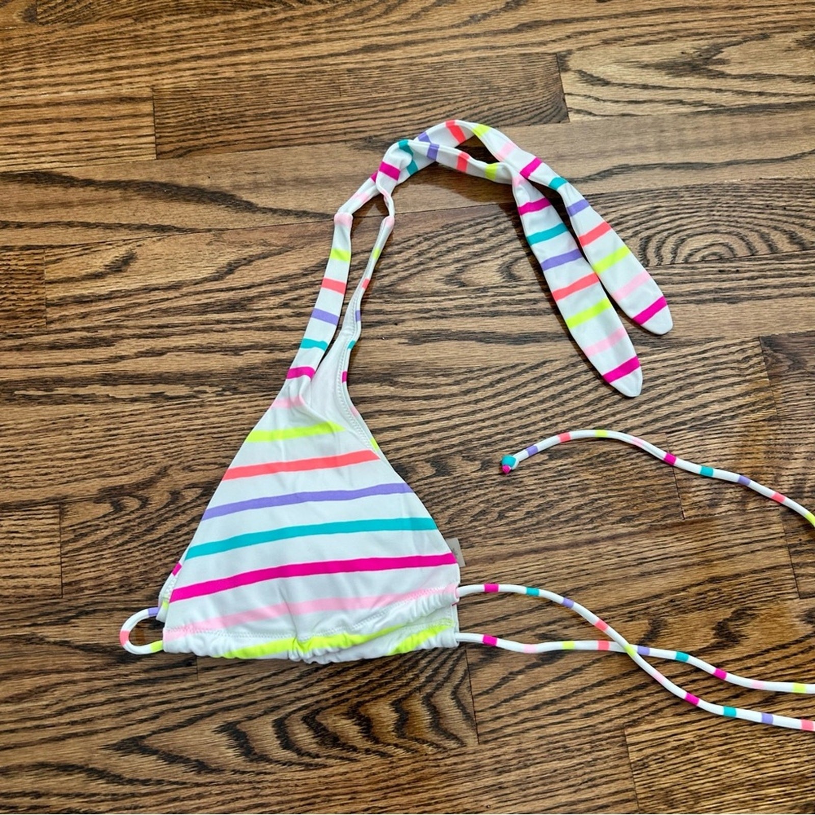Victoria’s Secret NWOT medium white with multi colored stripes triangle bikini