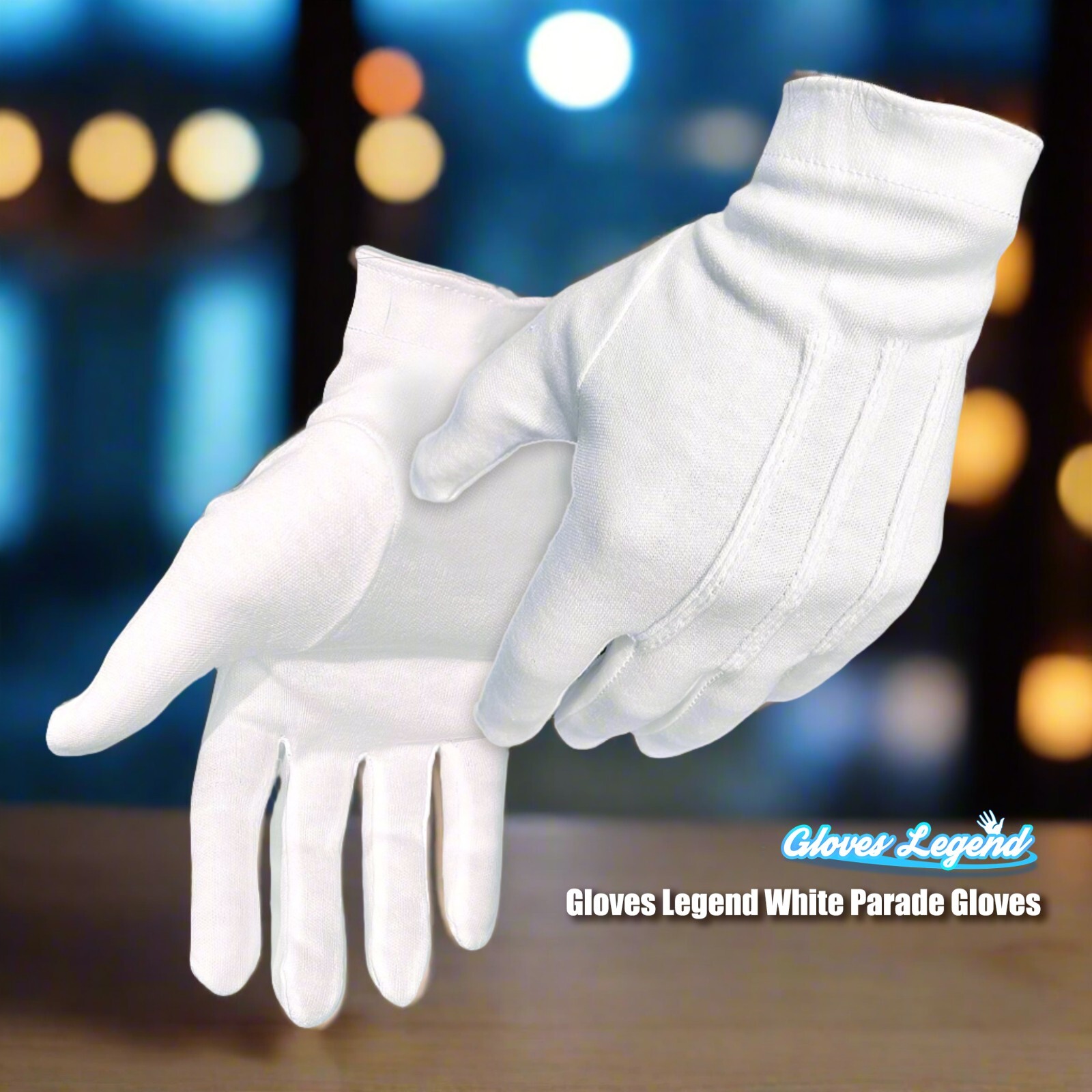 1 Pair 100% Cotton White Marching Band Parade Formal Dress Costume Gloves – M
