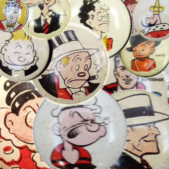 KELLOGG’S PEP CARTOON PINBACKS FROM 1940s – ORIGINAL OWNER – BUYER’S CHOICE