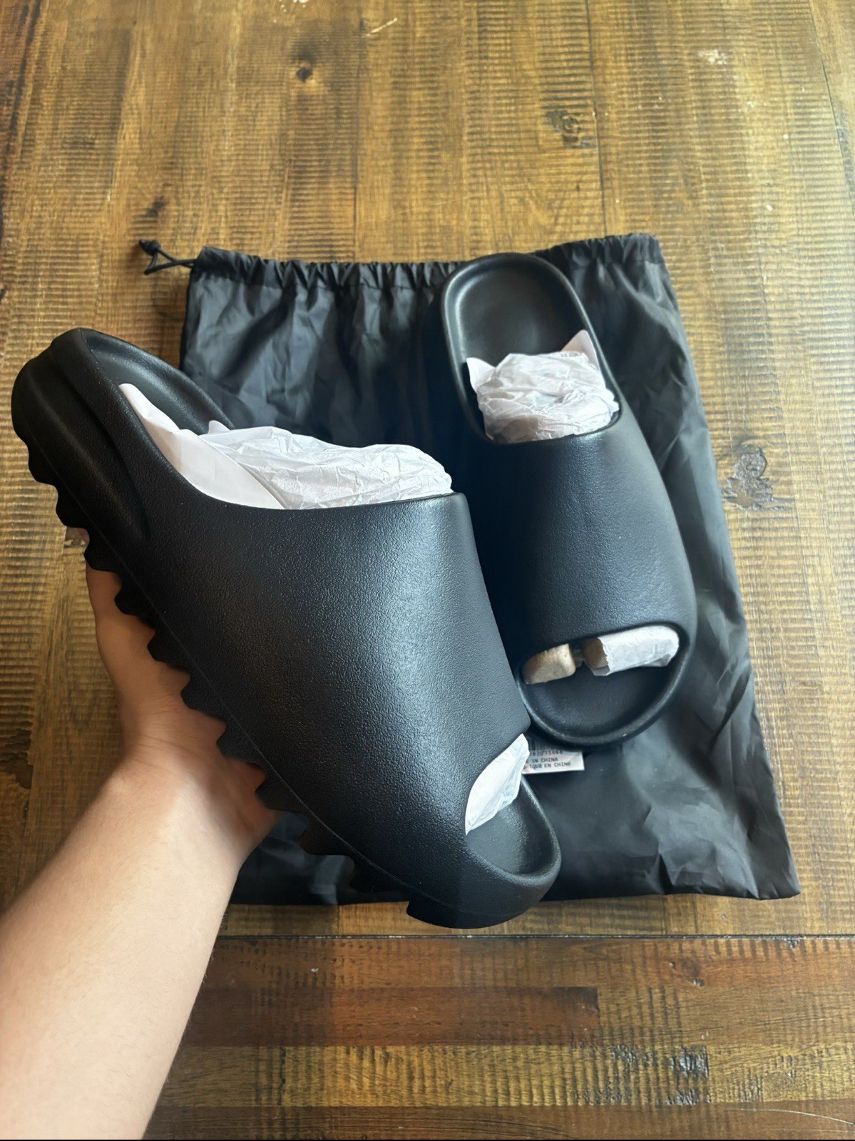 Men’s Black Slide Sandals YS-01 US 10 Rubber Upper Slip-On Logo New No Box