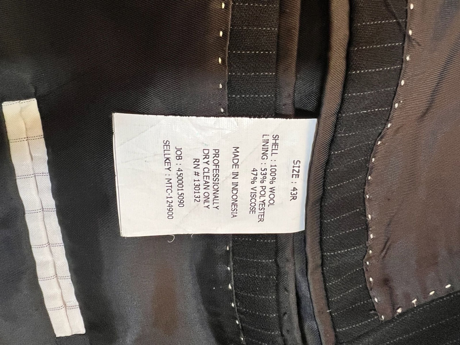 Murano Collezione Men’s Black Pinstripe Two-Button Blazer Jacket 43R