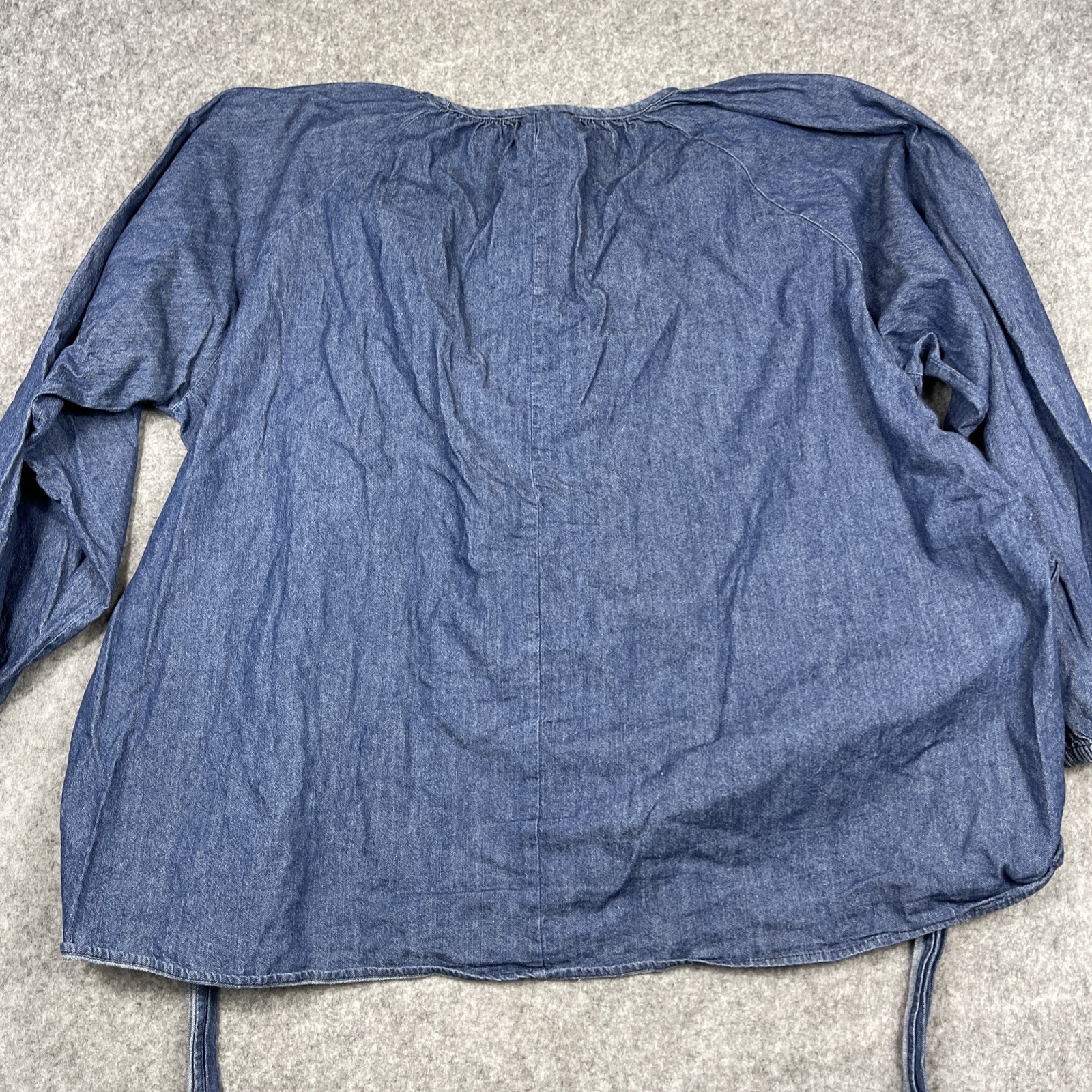 ELOQUII Chambray Tie Waist Tunic Top Sz 20 Dolman Batwing Sleeve 100% Cotton