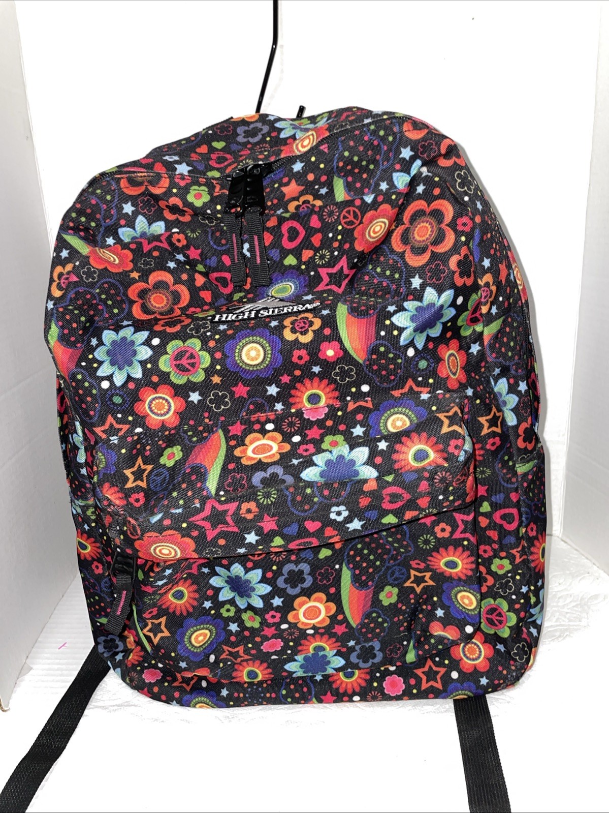 High Sierra Fat Boy Backpack Flower Power Peace 19.5x13x7 Back to School Hippie