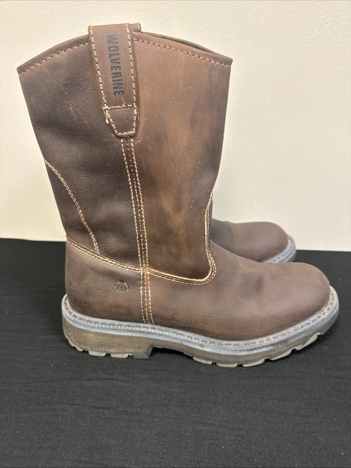 Wolverine Wellington W04727 Dark Brown Leather Western Work Boots Mens Sz 8.5 EW