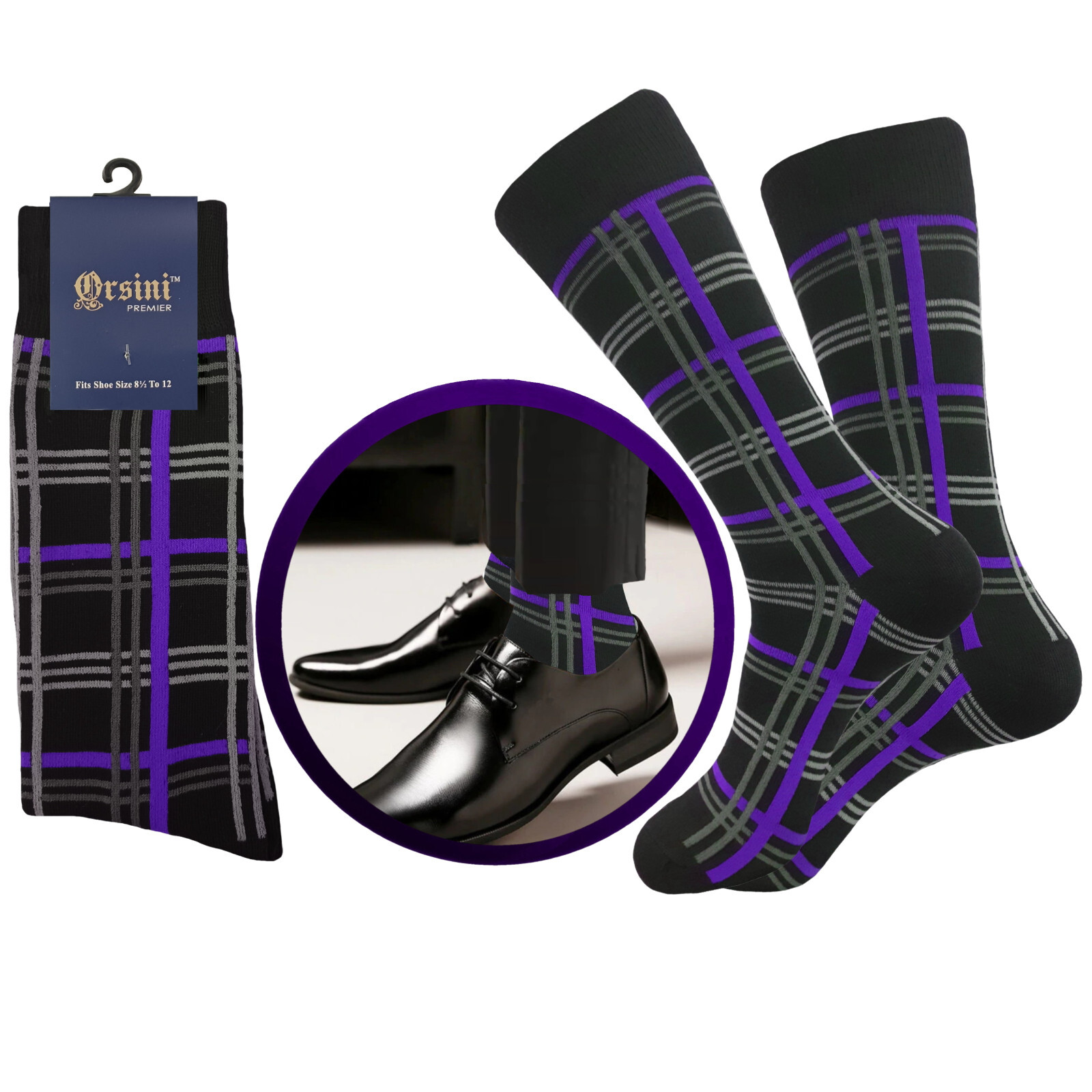 12 Pair Dress Socks PLAID Stripes COTTON SOCKS TRUE TO SIZE 10-13 FIRST QUALITY