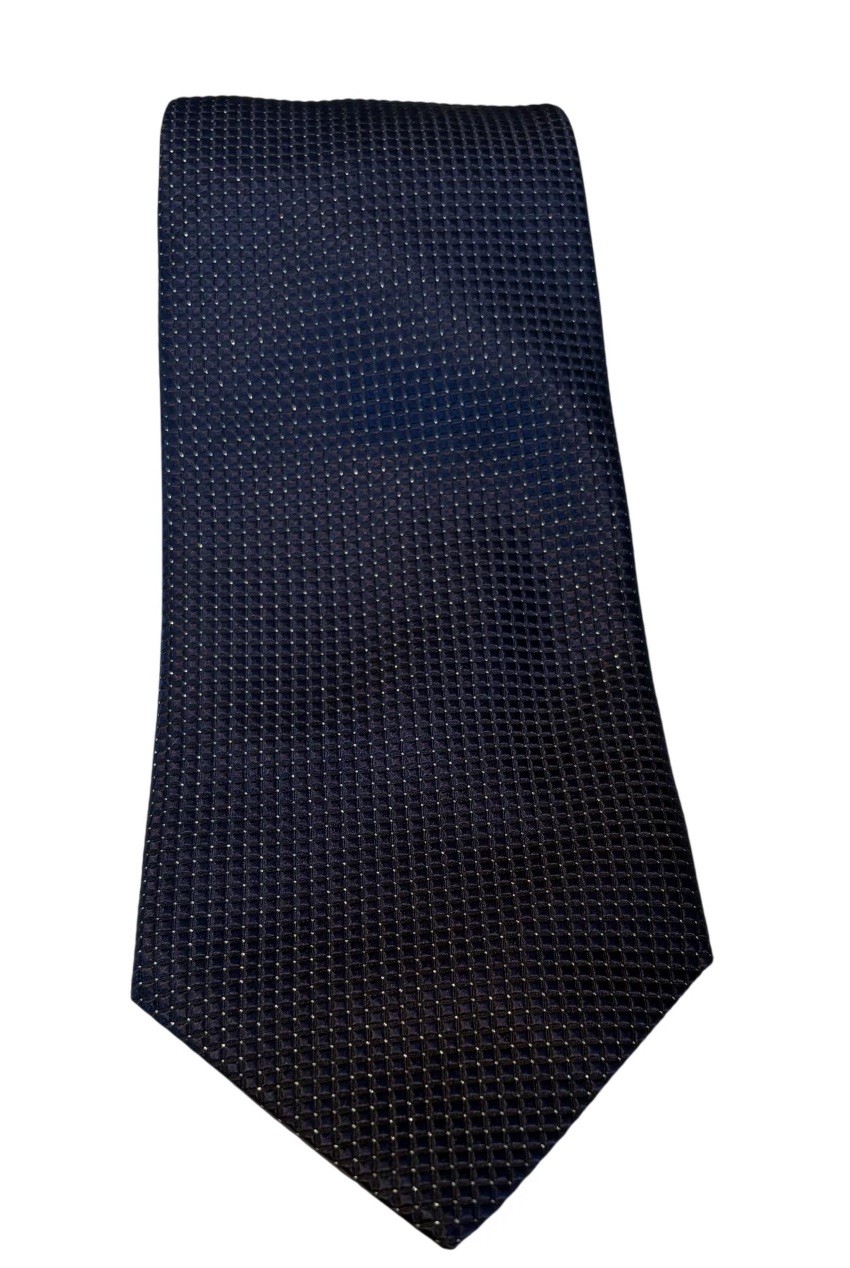 Brooks Brothers Necktie Men’s Navy Blue Silk Grid Textured Classic Formal Tie