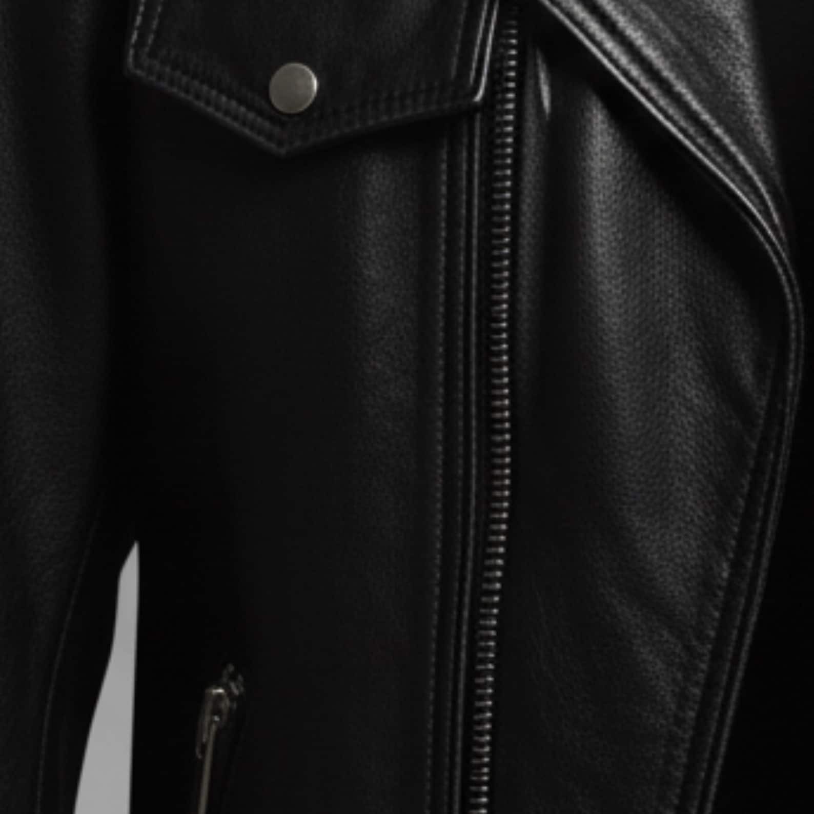 Men’s Genuine Leather Motorcycle Jacket Black Biker Brando Moto Coat