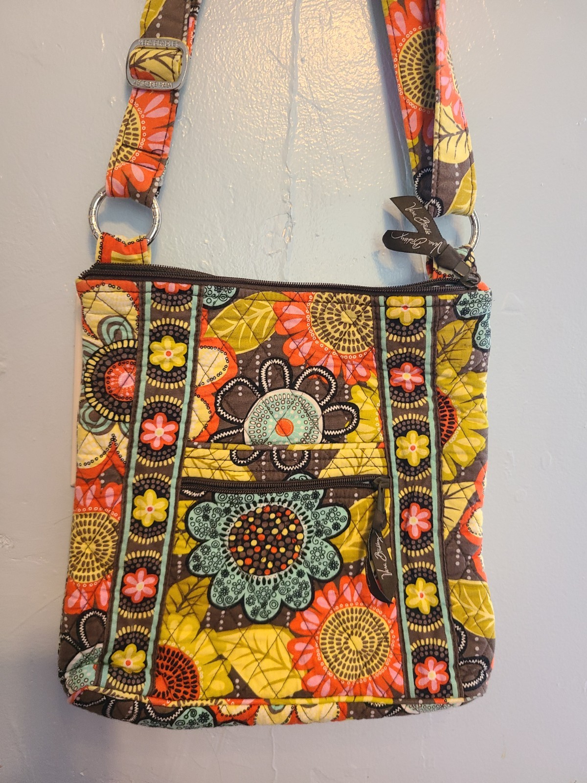 Vera Bradley Floral Multicolor Crossbody Bag Zip, Adjustable Detachable Strap