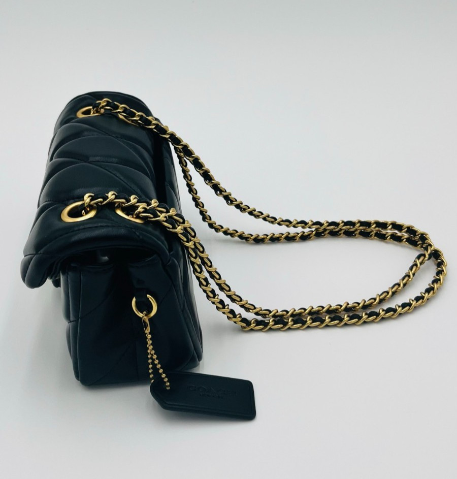 Coach Tabby 20 Black Pillow Quilted Leather Shoulder Crossbody Bag Women Purse
