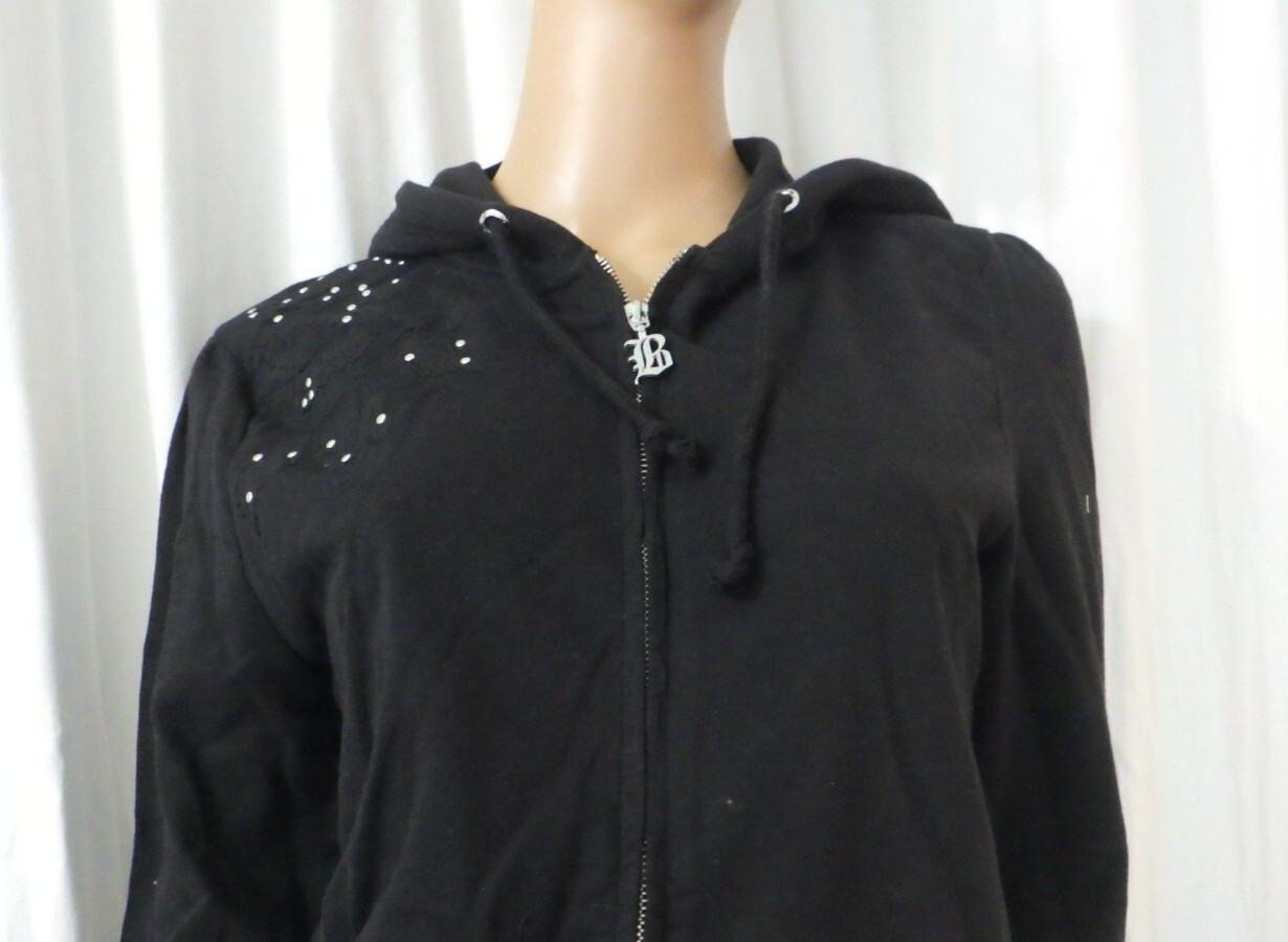 NWT BCBG sz LARGE (Bust38-40) BLK ON BLK APPLIQUE 100% COTTON 2 PIECE TRACKSUIT