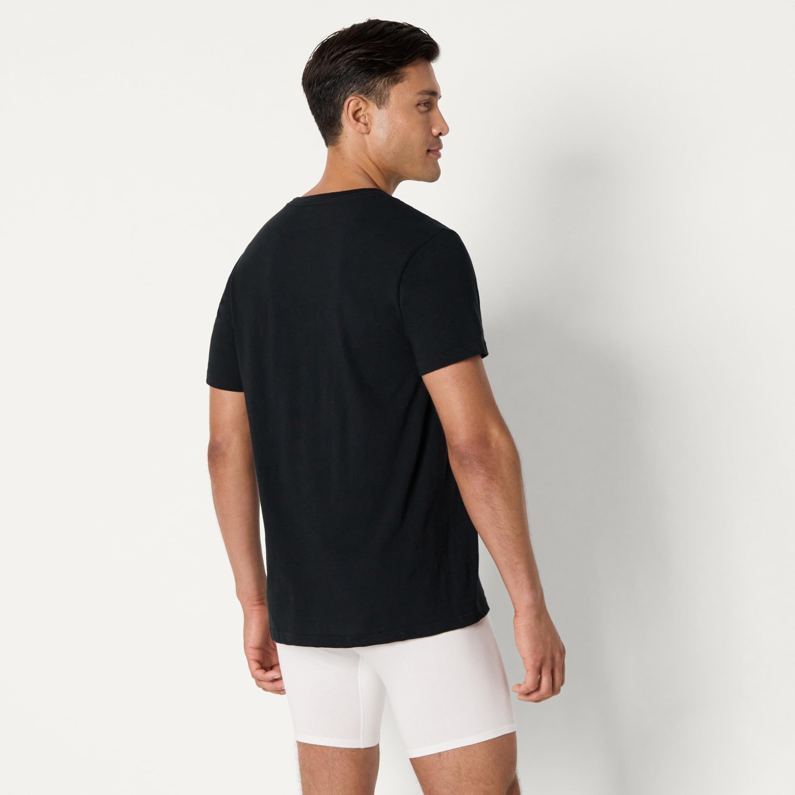6 Pack Mens Short Sleeves 100% Cotton V-Neck Undershirt,Large Black/Grey Heather