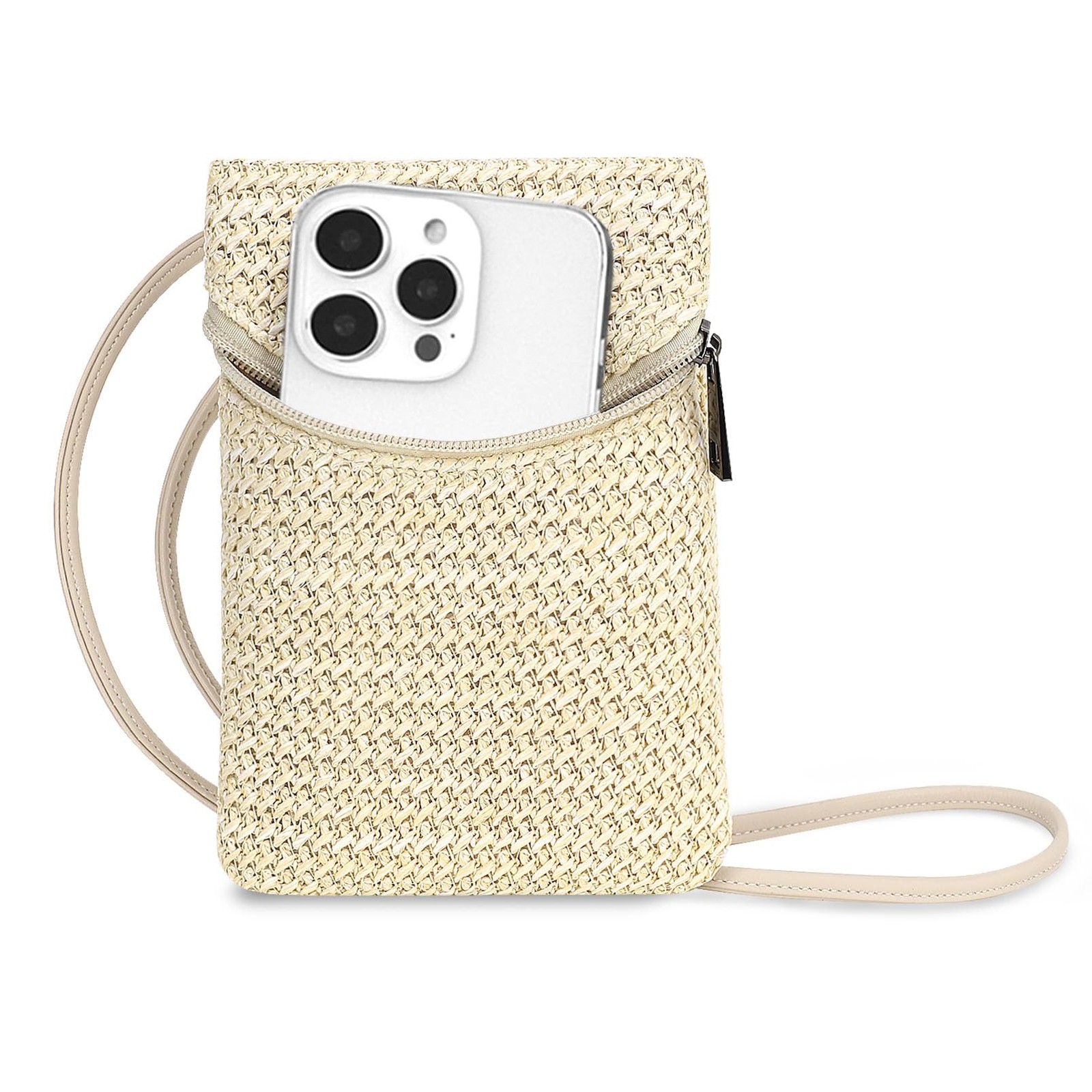 BBORGDC Straw Crossbody Phone Bag for Women, Small Woven Cell Phone Purse wit…