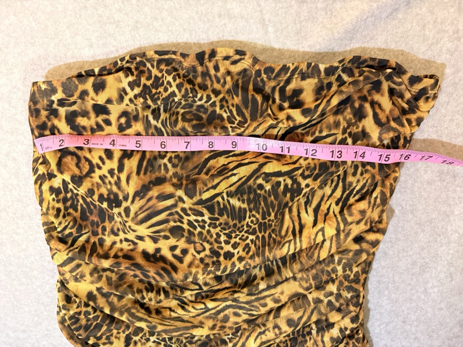 Women’s Strapless Leopard Animal Print Ruffle Maxi Dress Stretch Pullover 2XL