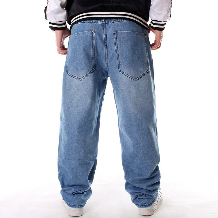 Mens Loose Fit Light Blue Denim Jeans – Hip-Hop Old School Style W30-W46