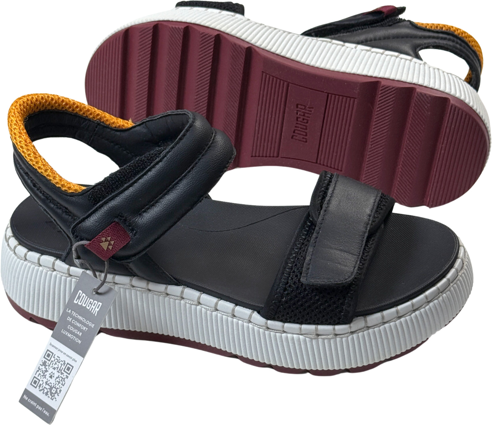 Cougar Spritz Sandals – NWT Womens Size 7.5 Black / White / Red – #47780-ZZ1