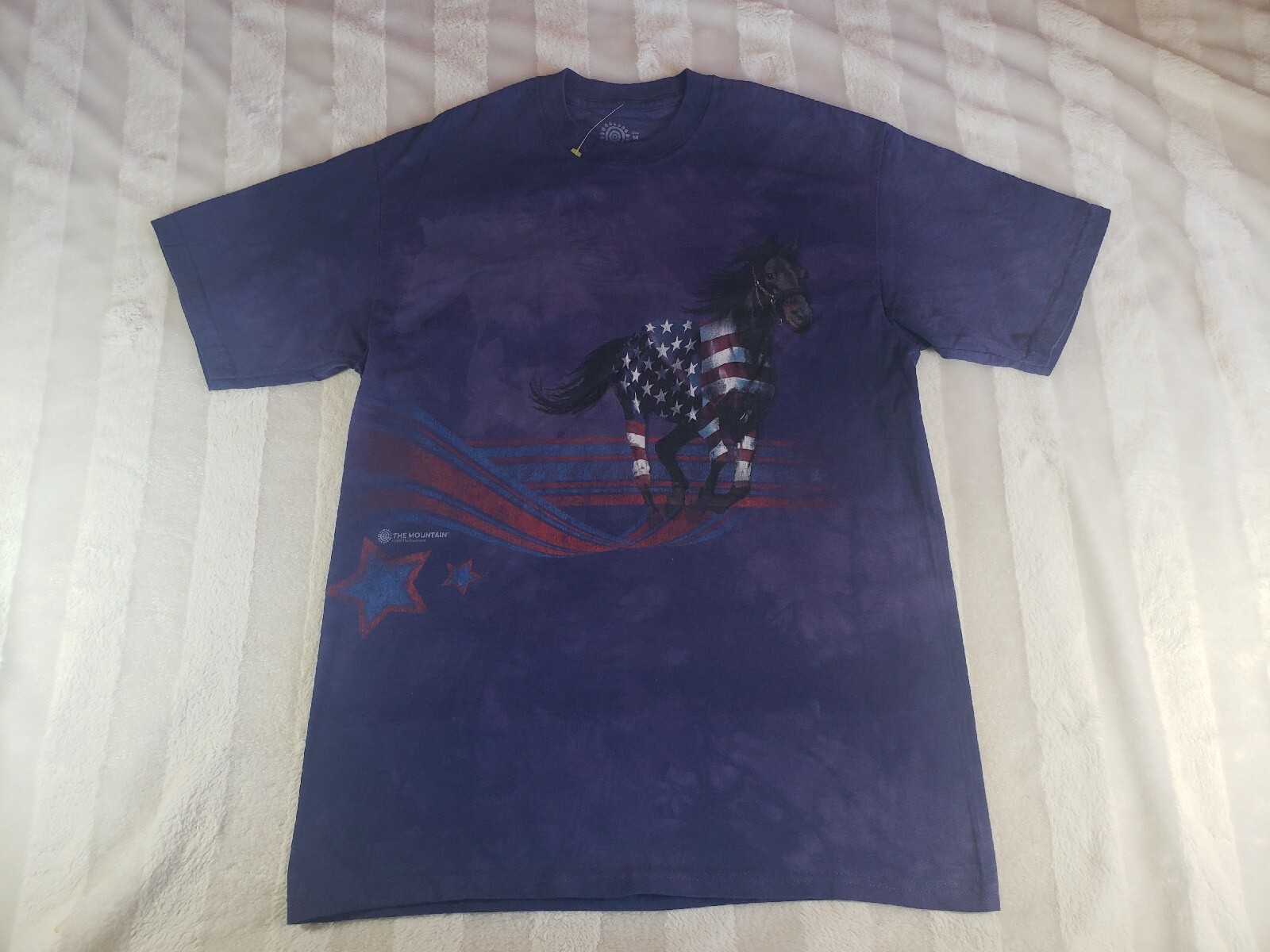 2009 The Mountain Horse American Flag Mens Womens Purple Tie Dye T-Shirt NWOT M