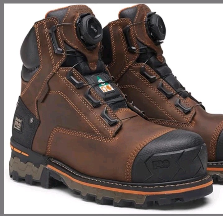 Mens Timberland Pro Boondock BOA Waterproof Composite Toe Brown Boot Sz 12 Wide