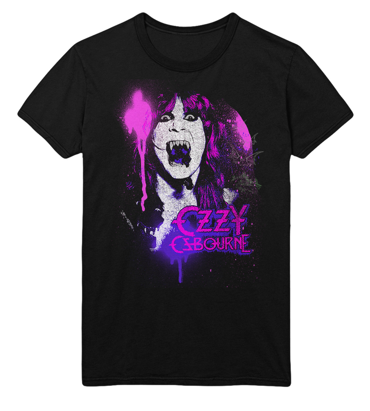 Stakes Ozzy Osbourne Purple Screaming Jumbo Print T-Shirt T-Shirt Black New