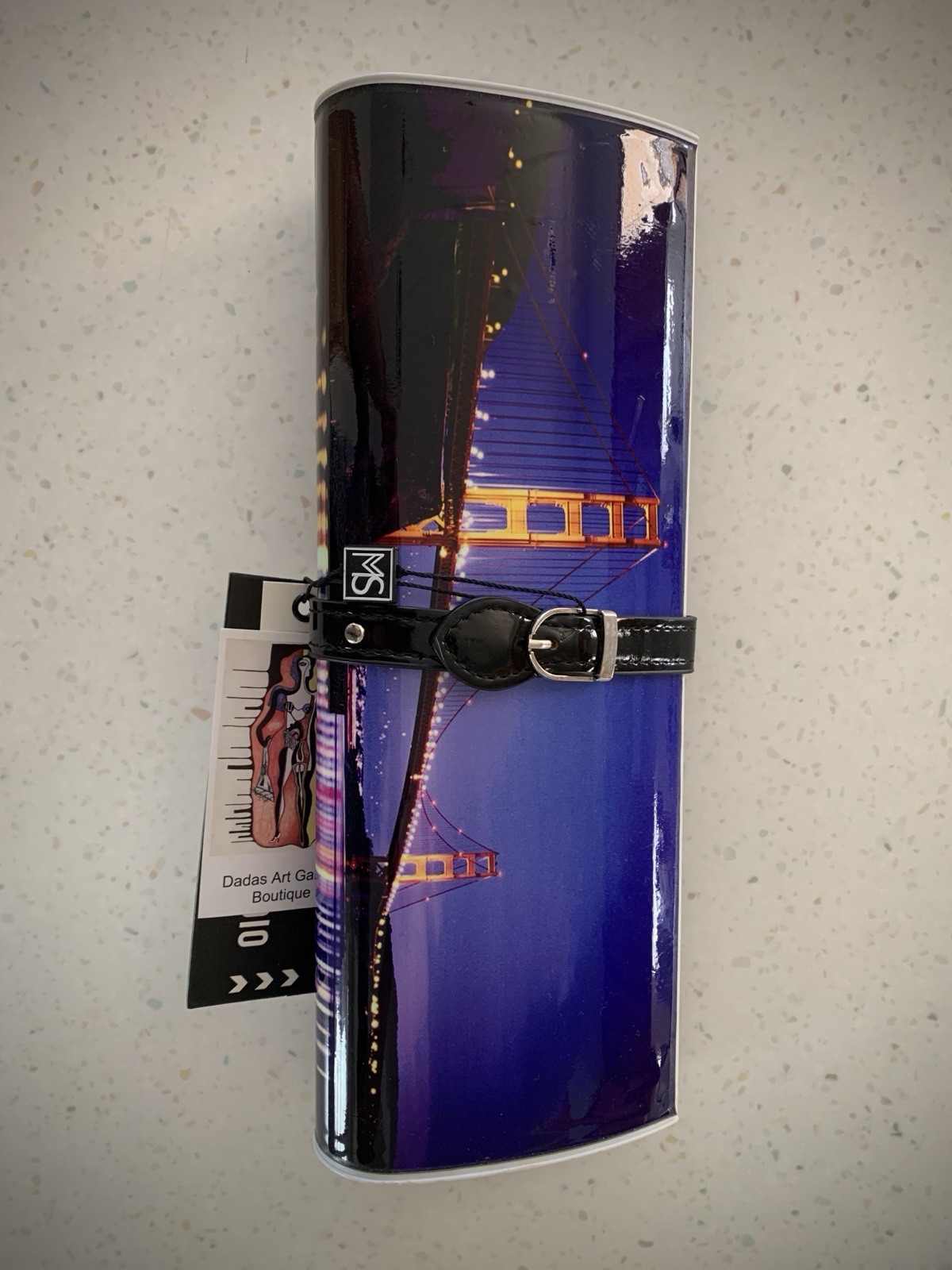 Vintage Dadas Art Gallery Golden Gate Bridge Vinyl Patent Clutch Bag NWT