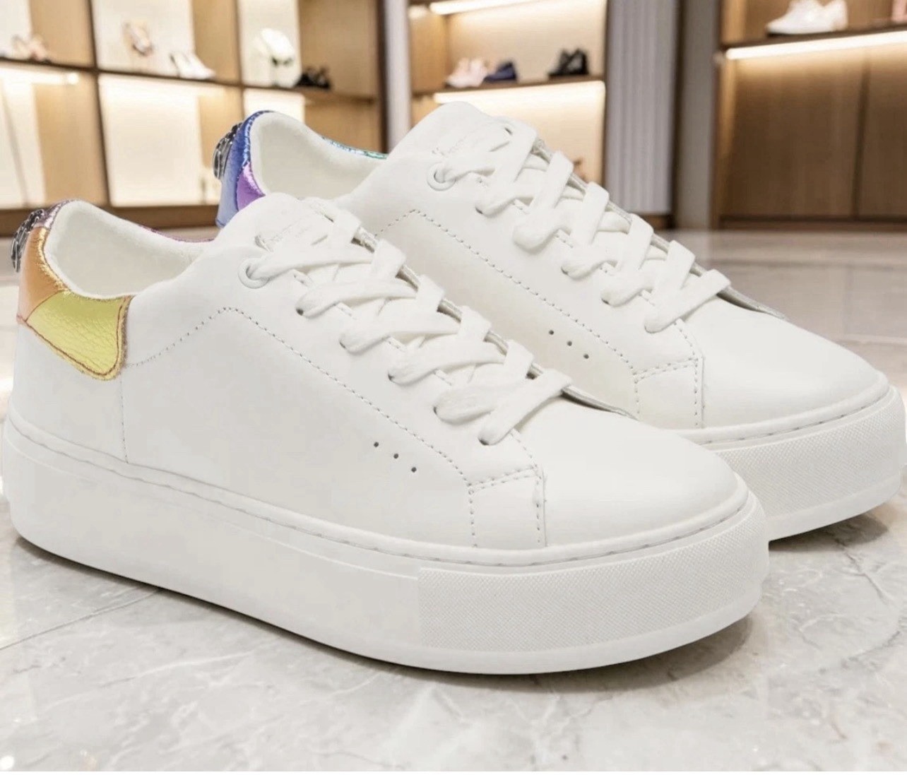 KURT GEIGER LONDON RAINBOW SHOP LANEY EAGLE LEATHER SNEAKERS WOMENS NEW 8.5-9