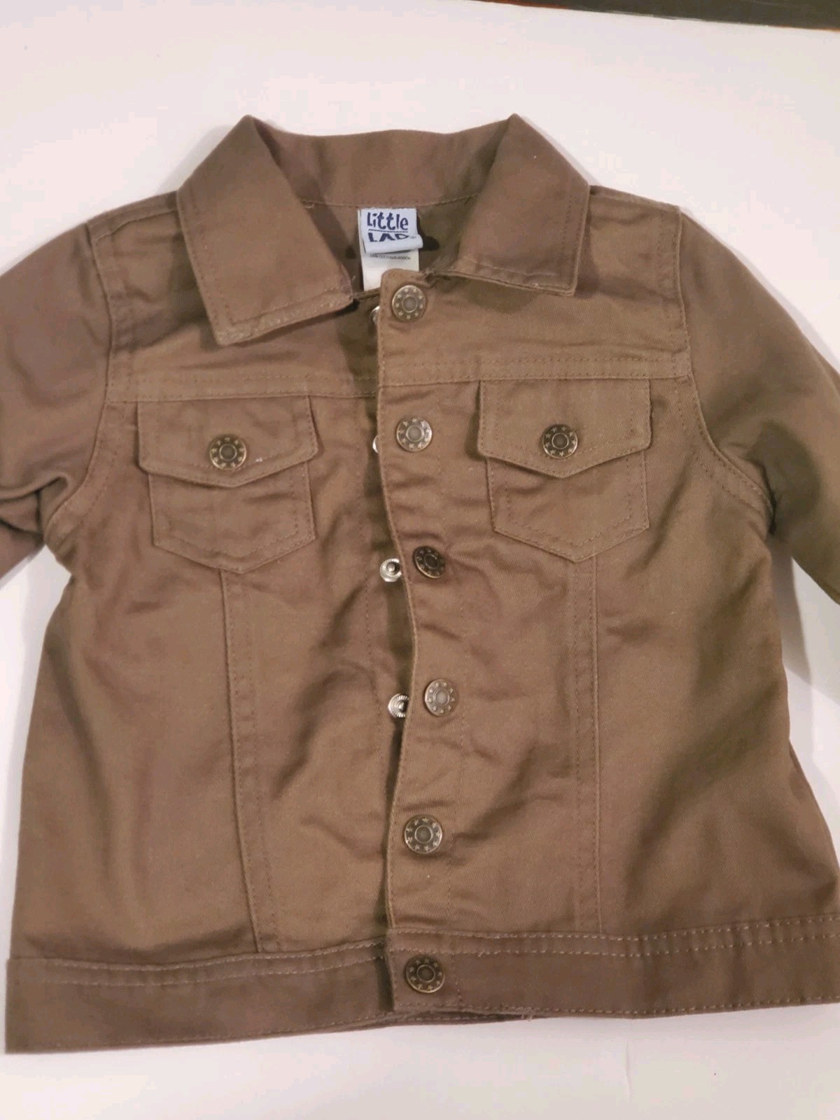 Little Lad green denim jacket 2T, NWT, adorable, snap up, 2 front pockets