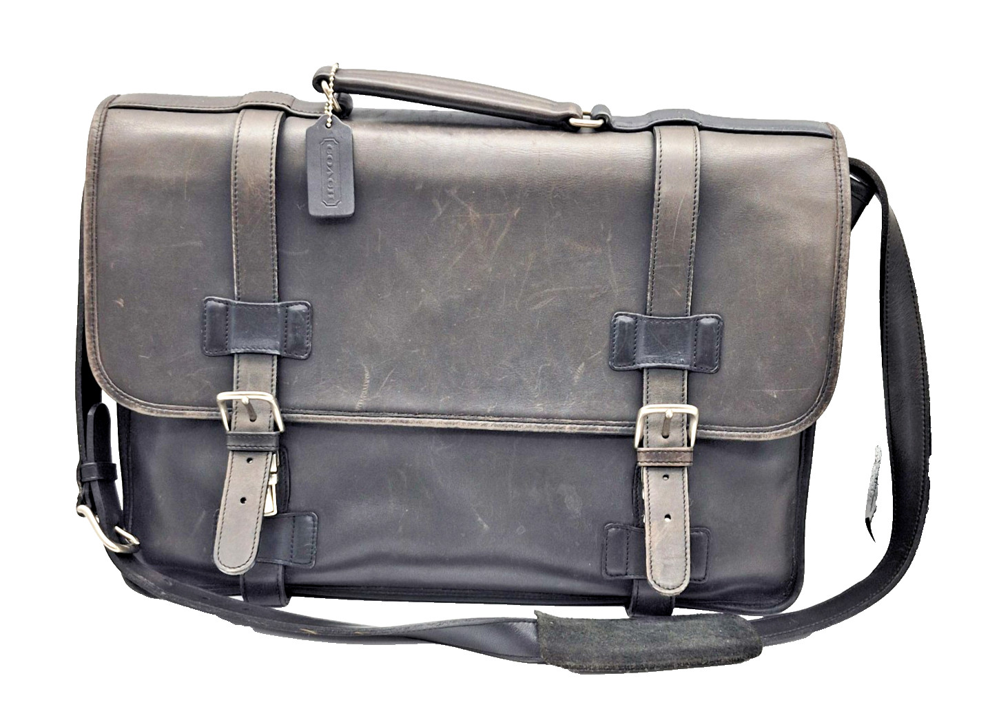 Vintage Coach Madison #5325 Black Leather Briefcase Messenger Laptop 2 Way Bag
