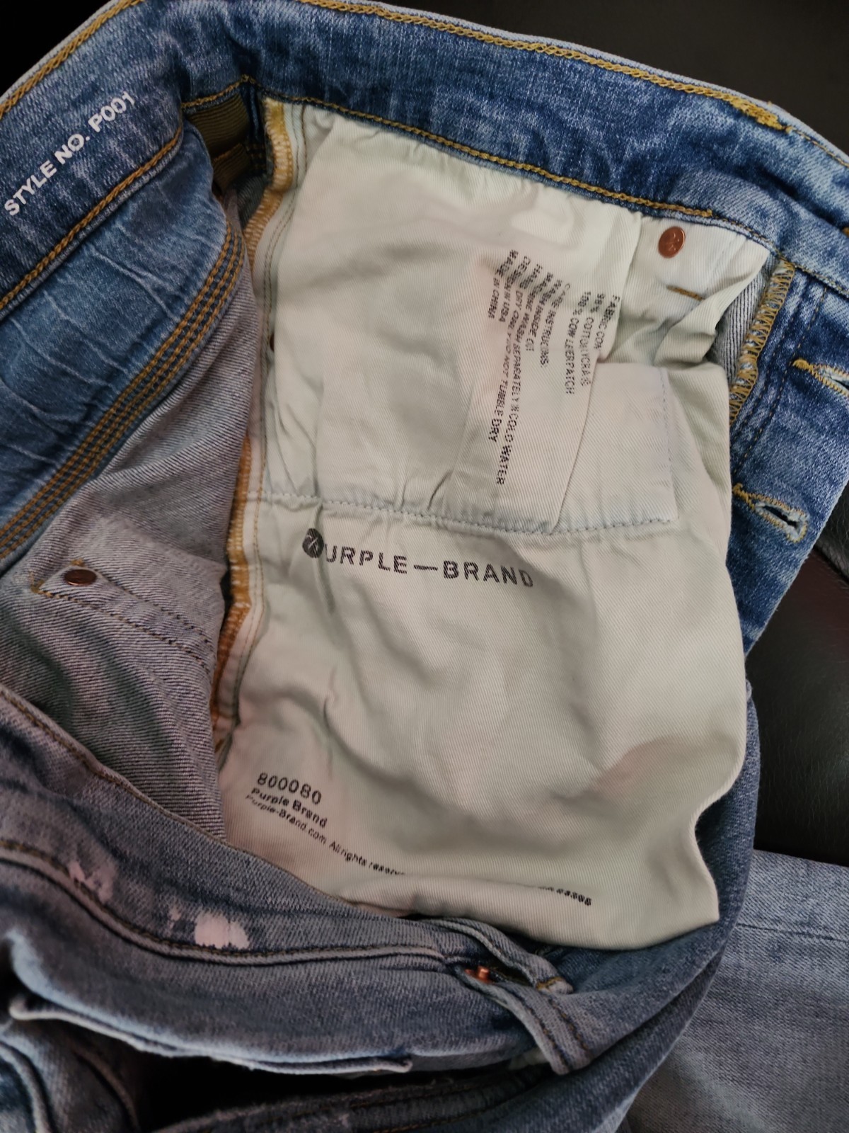 Purple Brand Luxury Distressed Paint Splattered Slim Fit Size 34
