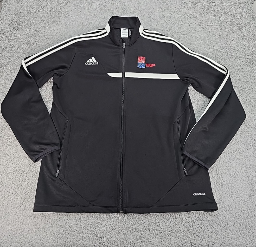 adidas Men’s L Track Climacool Jacket, Black Striped Logo & Second To None Logo
