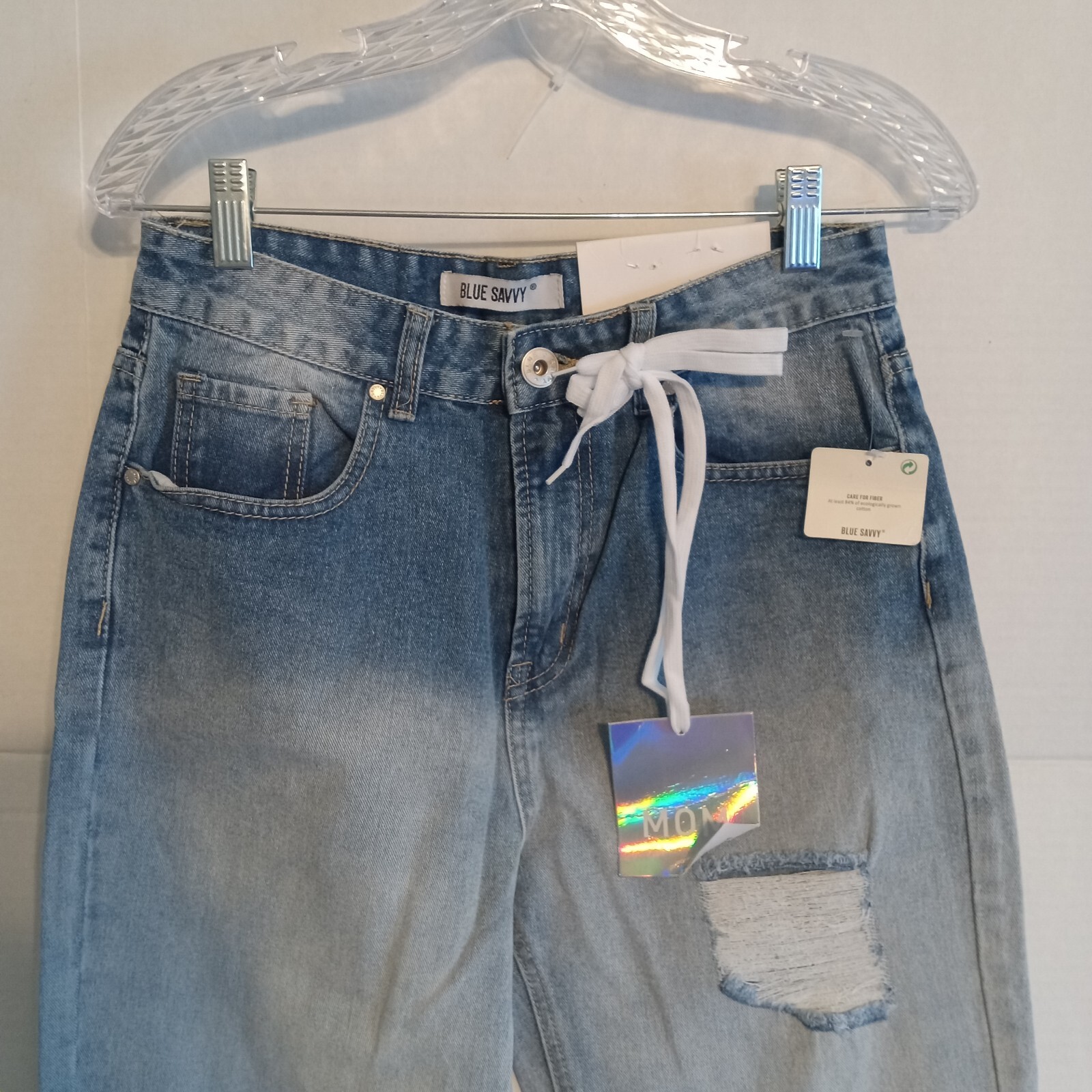 Blue Savvy Women’s Light Wash Straight Highrise Denim Mom Jeans Size 5/27