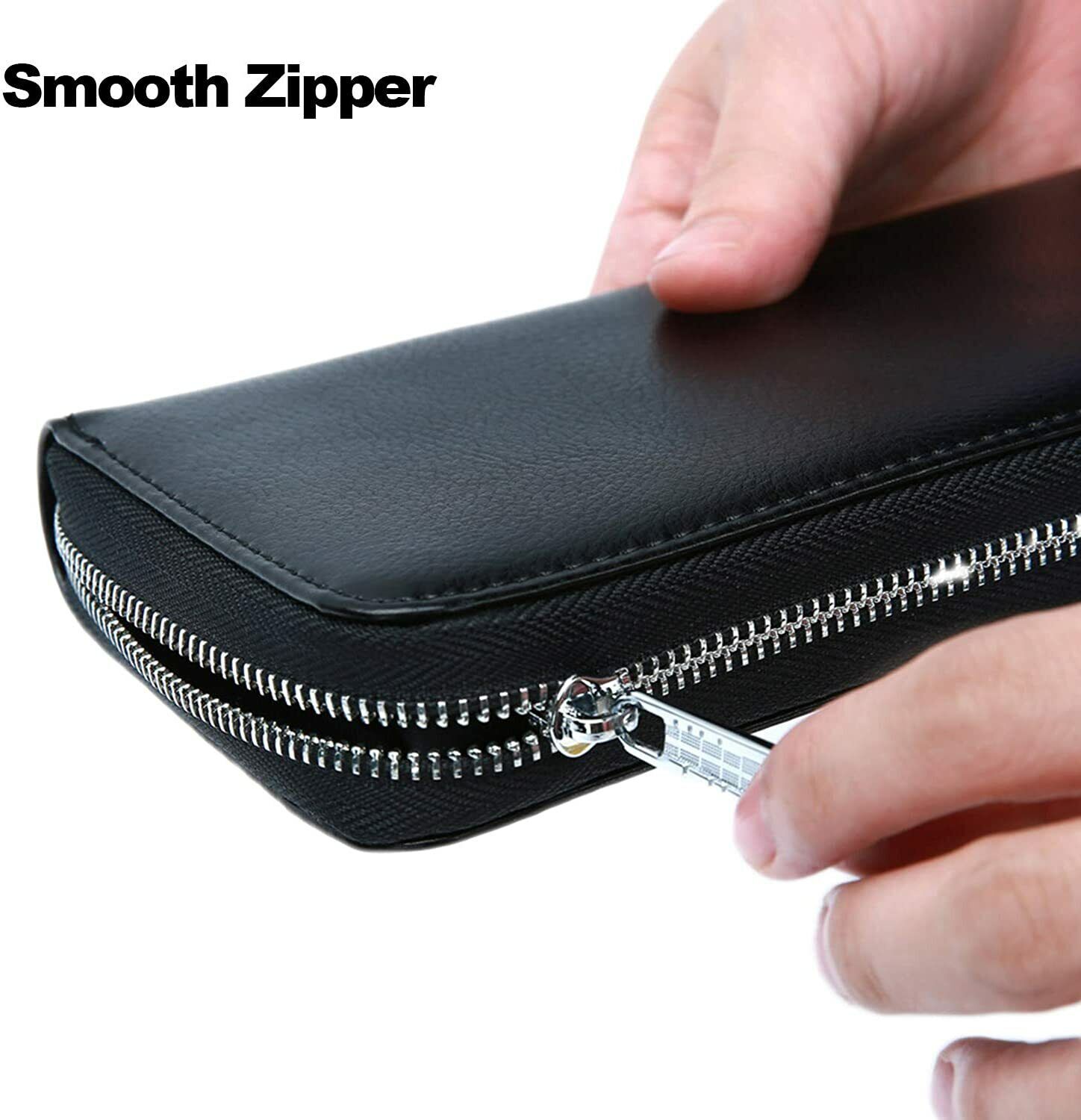 Men Women Leather RFID Blocking Multi Card Holder Wallet with Cell Phone Pocket