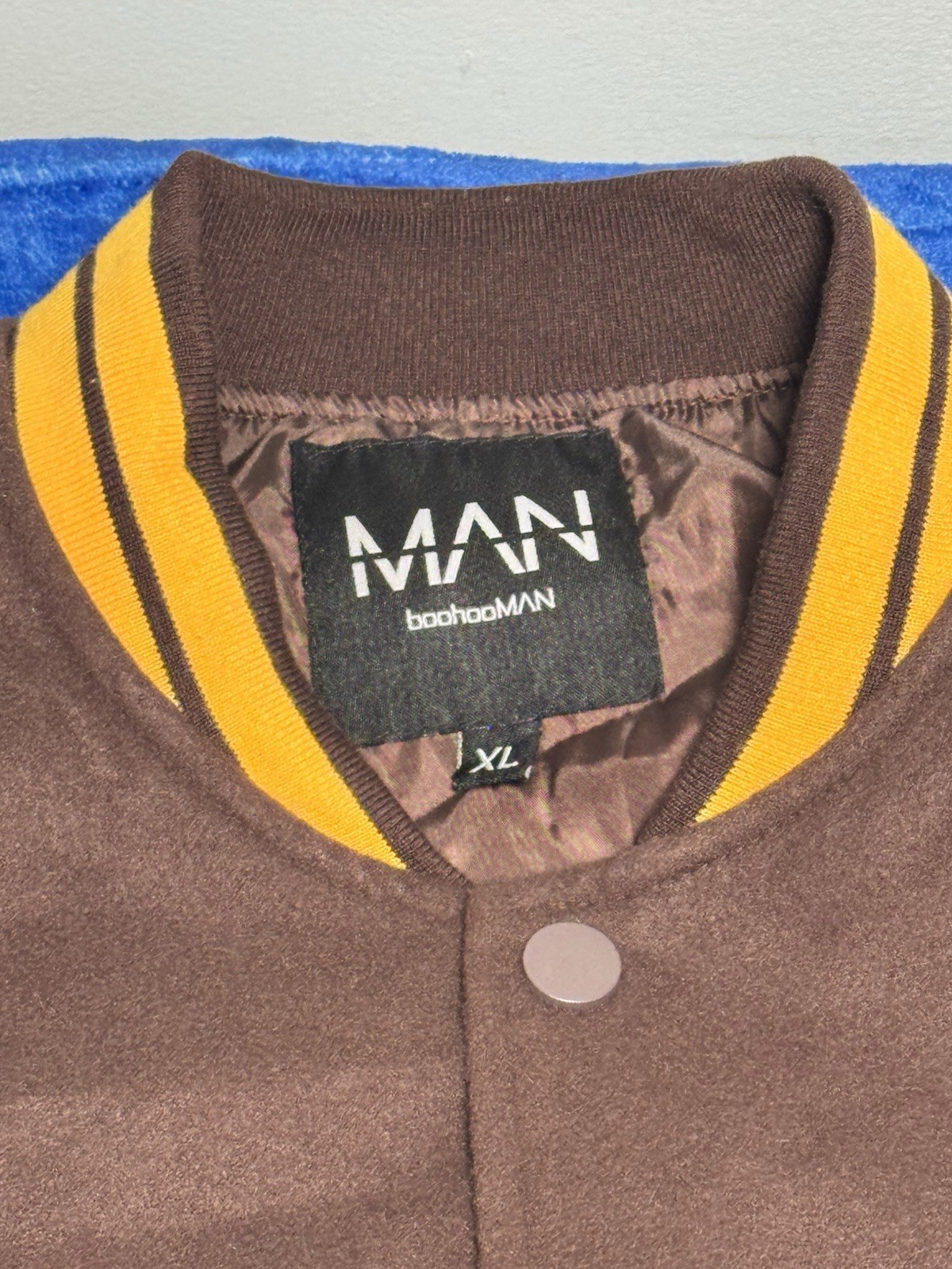 BoohooMan Varsity Jacket Brown XL
