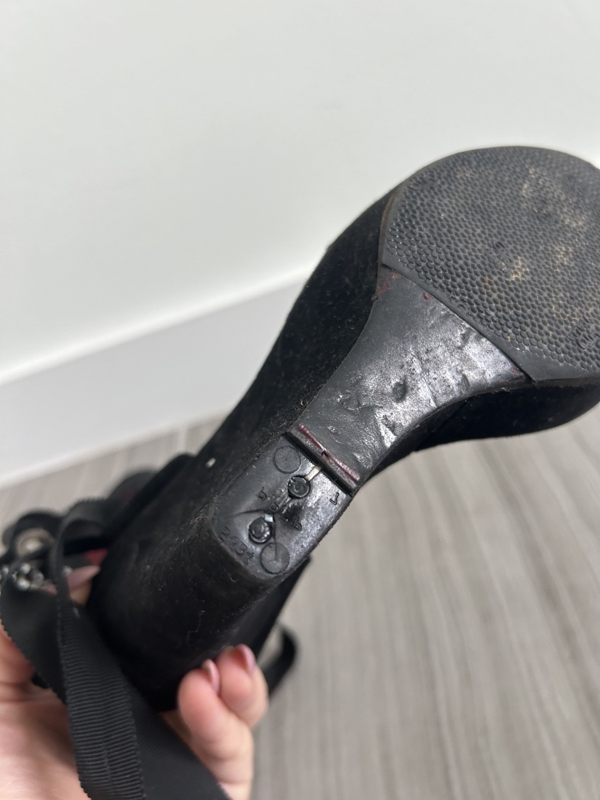 Cesare Paciotti Platform Heels Women Black Suede Rhinestone Ankle Wrap Sandals