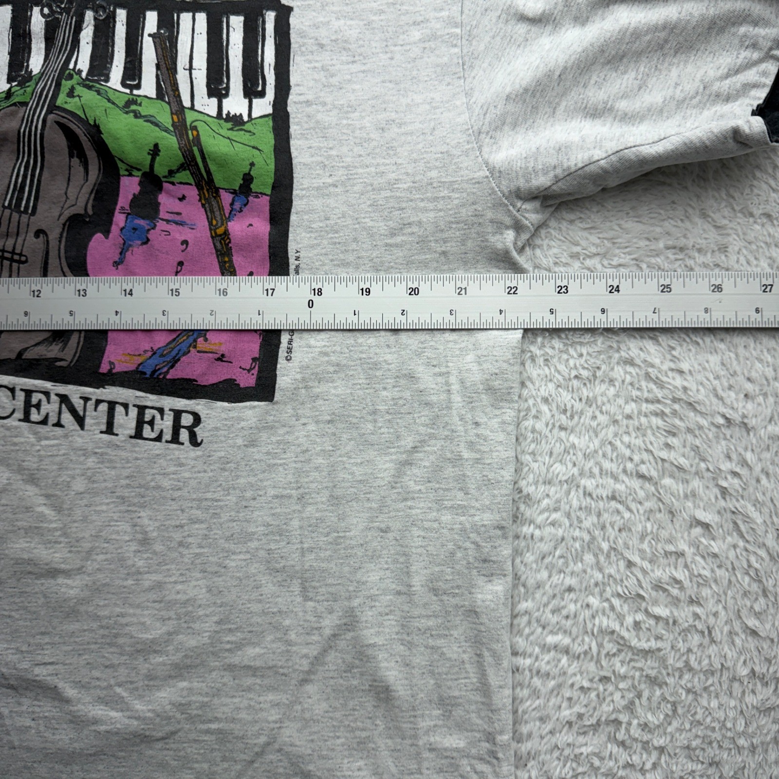 Vintage Anvil Luzerne Music Center Ringer T-Shirt Gray Mens XL Made in USA 90s