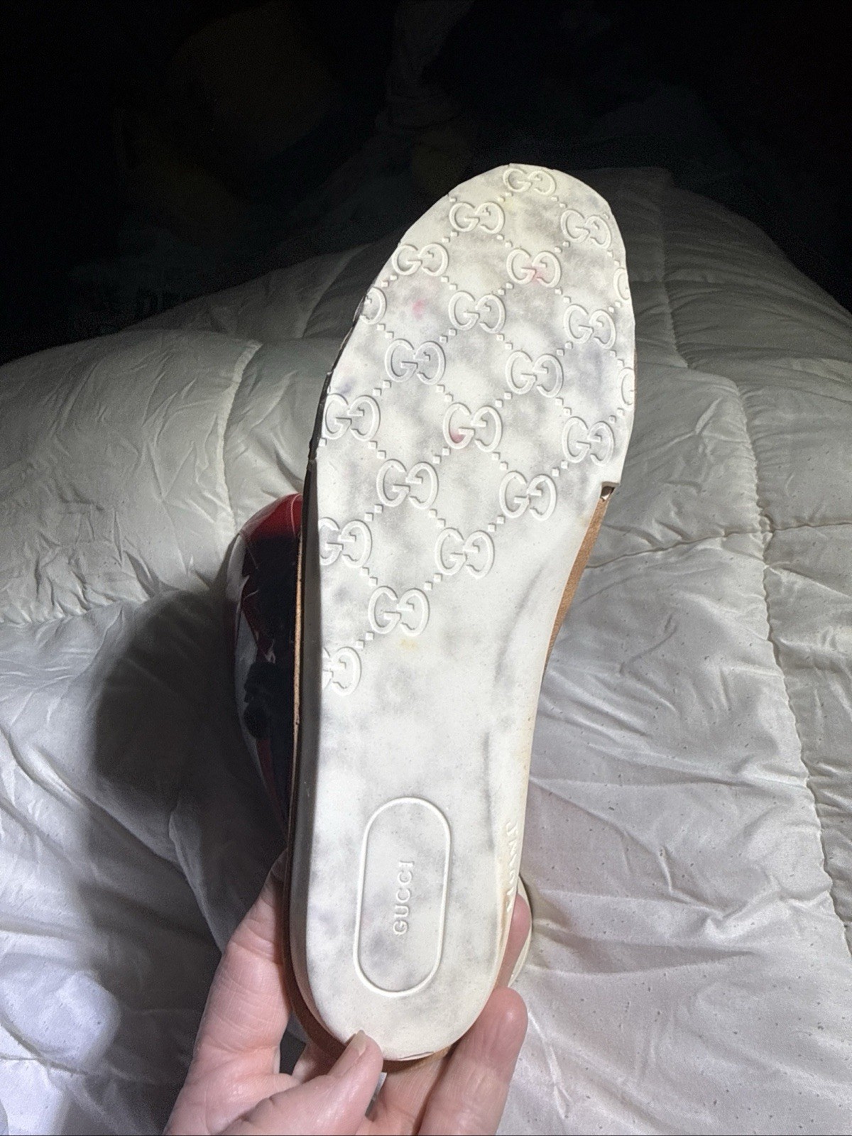 Gucci Falacer Hebron Web Patent Leather. U.S Size 7 men 8 women EU 41 Red Multi