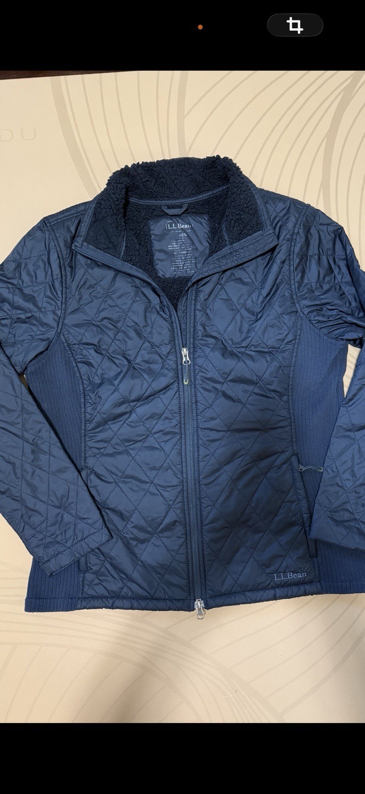 L.L.Bean Men’s Blue Quilted Lined Full Zip Jacket Stand-Up Collar Size L