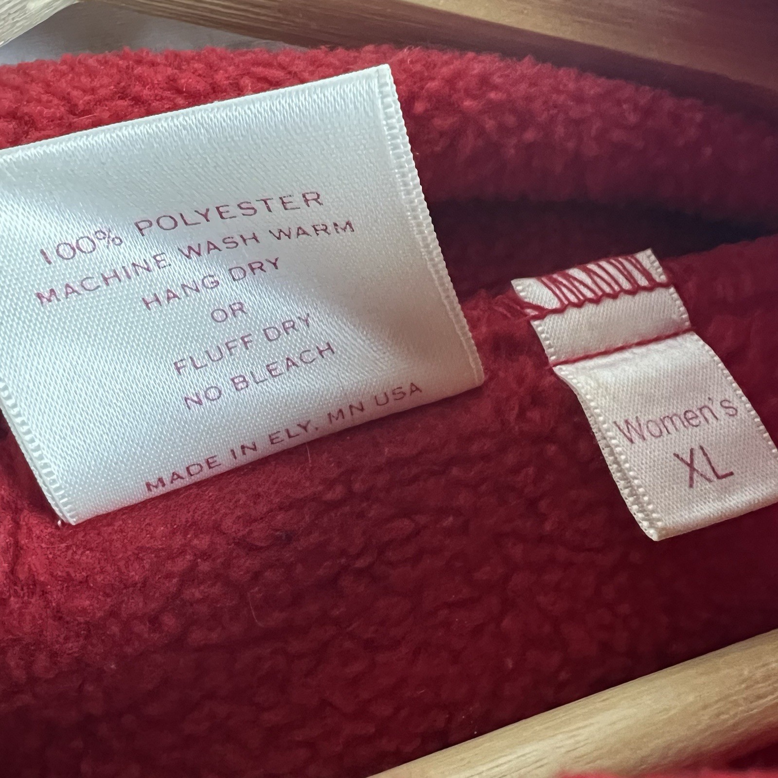 Wintergreen By Susan Schurke Ely, Mn Fleece Full Zip Jacket Red Mens Size L
