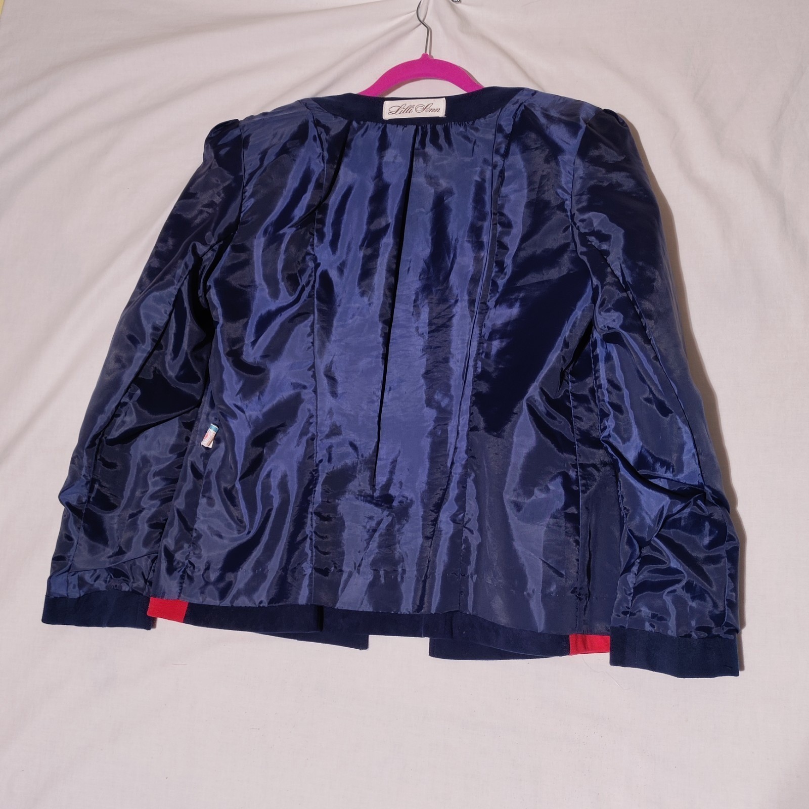 Lilli Ann Purple Red Cream Colorblock faux ultrasuede lined JACKET